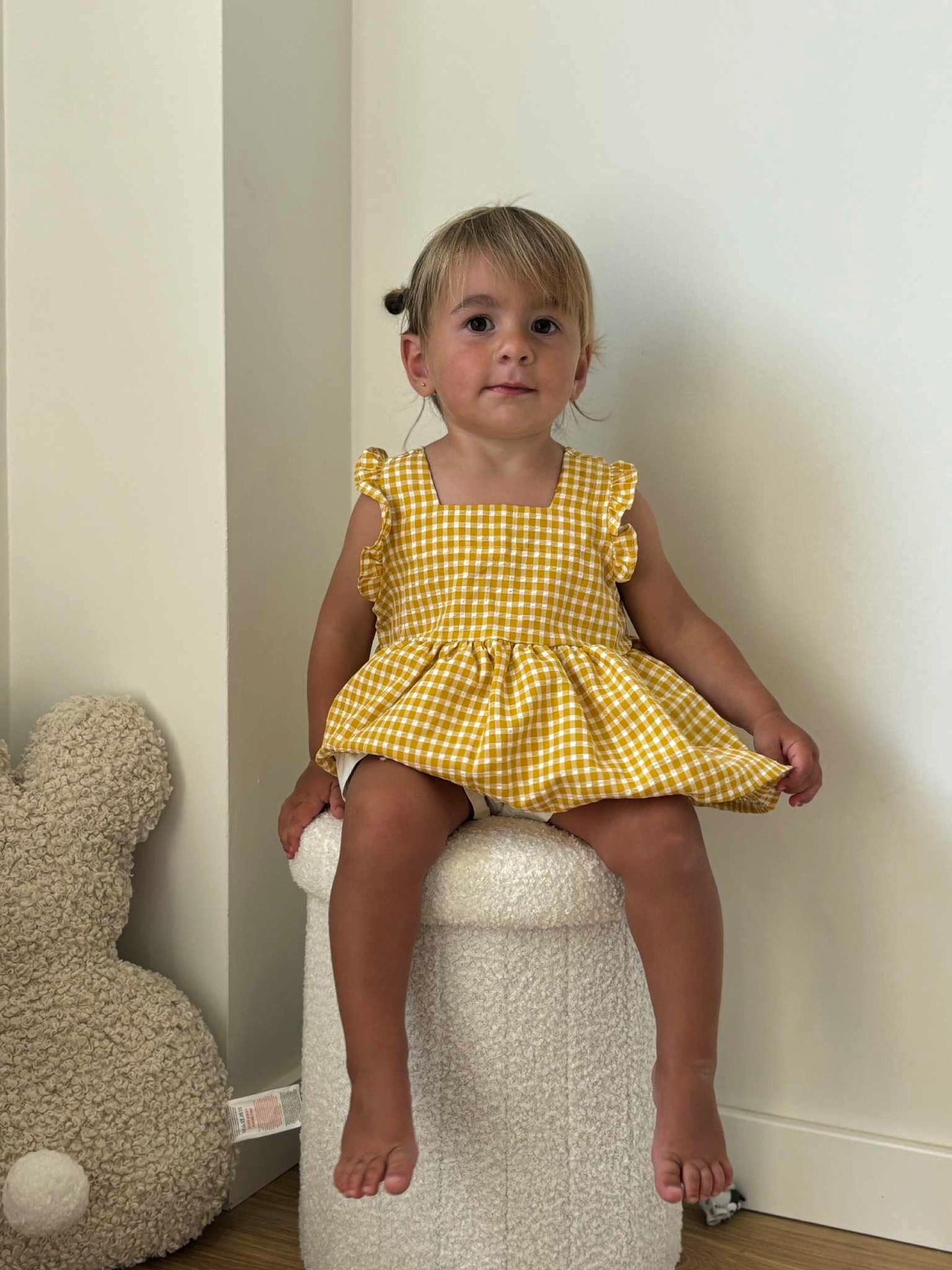 Ensemble Tendance Quadrillée Jaune